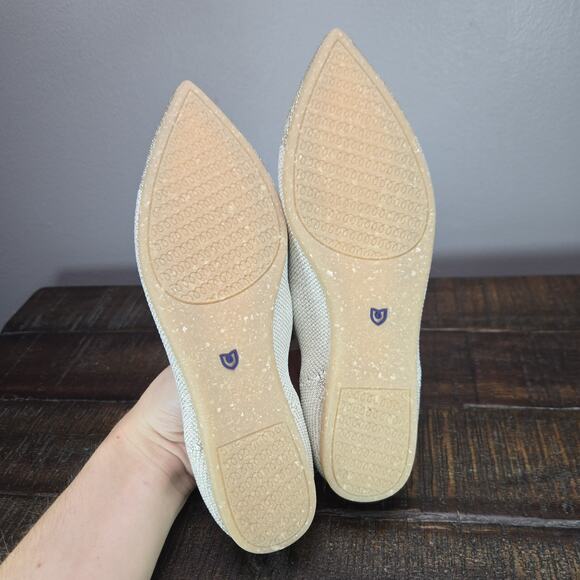 NEW Rothys The Point II Womens 5.5 Flats Slip On Ballet Shoes Silver White - Picture 9 of 11